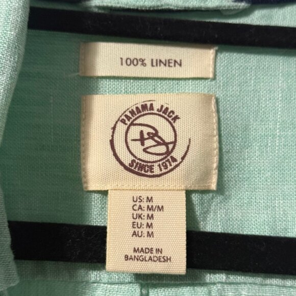 Panama Jack Light Green Linen Button-Down Shirt – Men’s Size M – Excellent - Picture 12 of 12